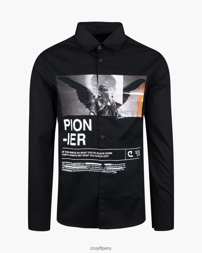 educación física Cruyff camisa con estampado de siva negro 42TR20888 hombres camisa