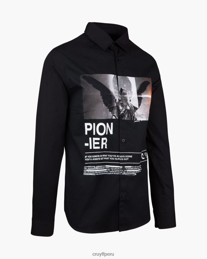 educación física Cruyff camisa con estampado de siva negro 42TR20888 hombres camisa