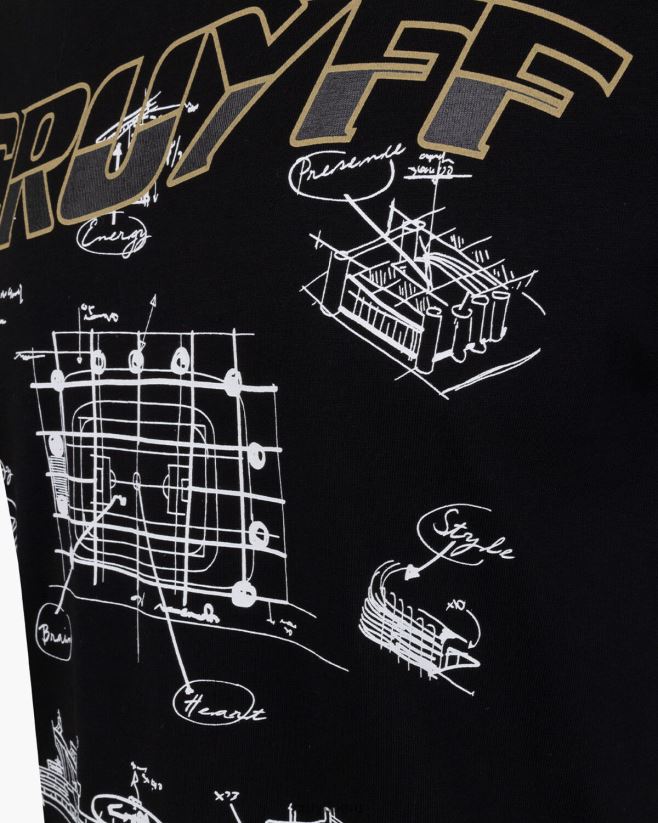 educación física Cruyff camiseta de aimar negro 42TR20886 hombres camiseta