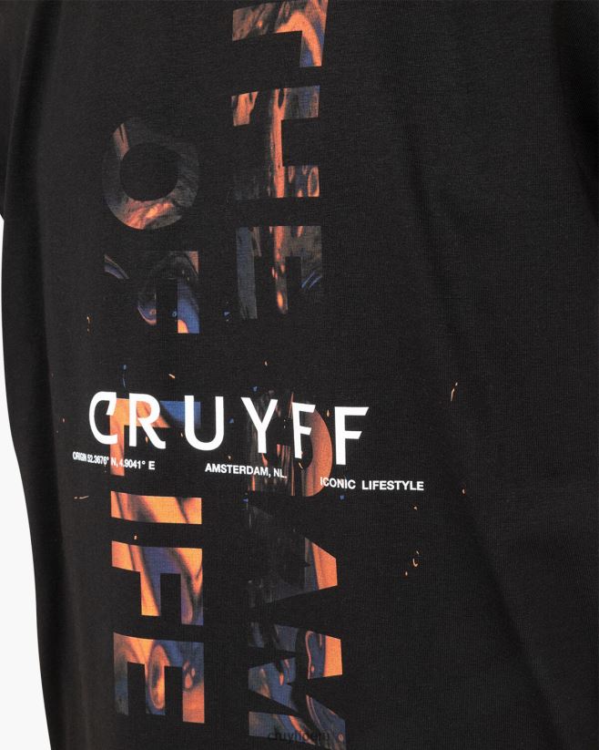 educación física Cruyff camiseta de rick negro 42TR20107 hombres camiseta