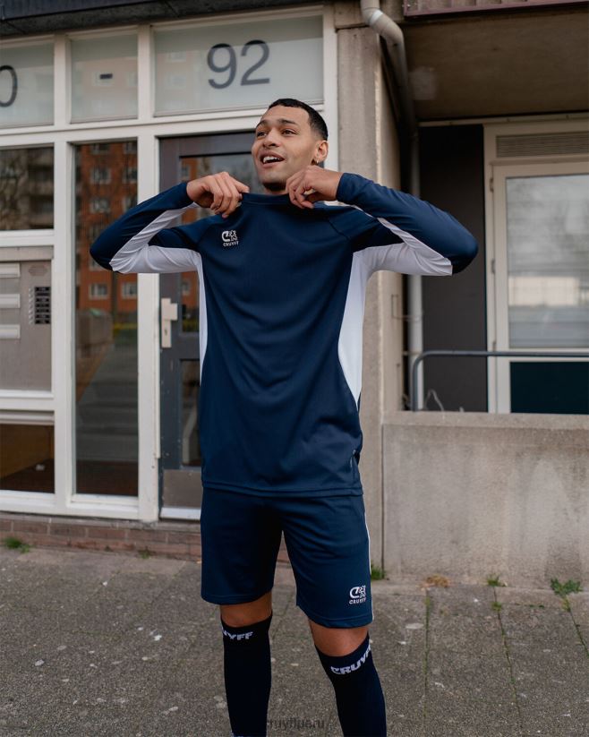 educación física Cruyff camiseta tech turn ls azul marino/blanco 42TR20665 hombres camiseta