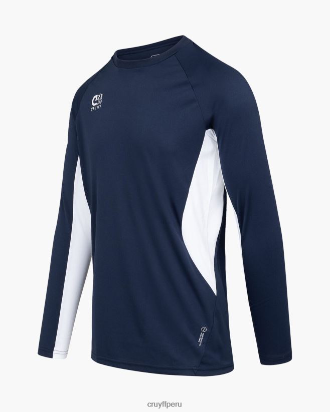 educación física Cruyff camiseta tech turn ls azul marino/blanco 42TR20665 hombres camiseta