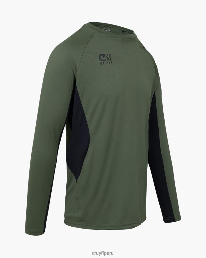 educación física Cruyff camiseta tech turn ls verde/negro 42TR20664 hombres camiseta
