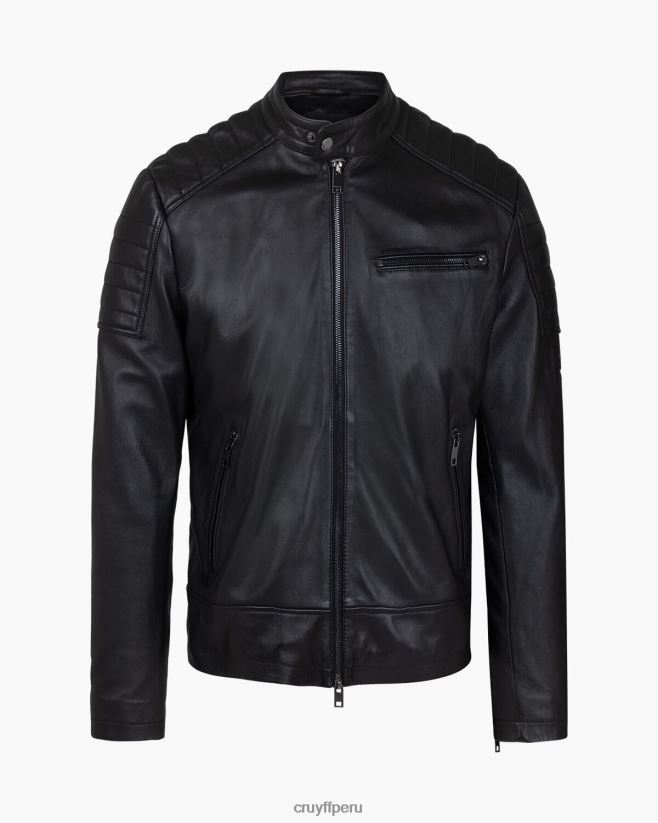 educación física Cruyff chaqueta biker de cuero cristóbal negro 42TR20690 hombres chaqueta