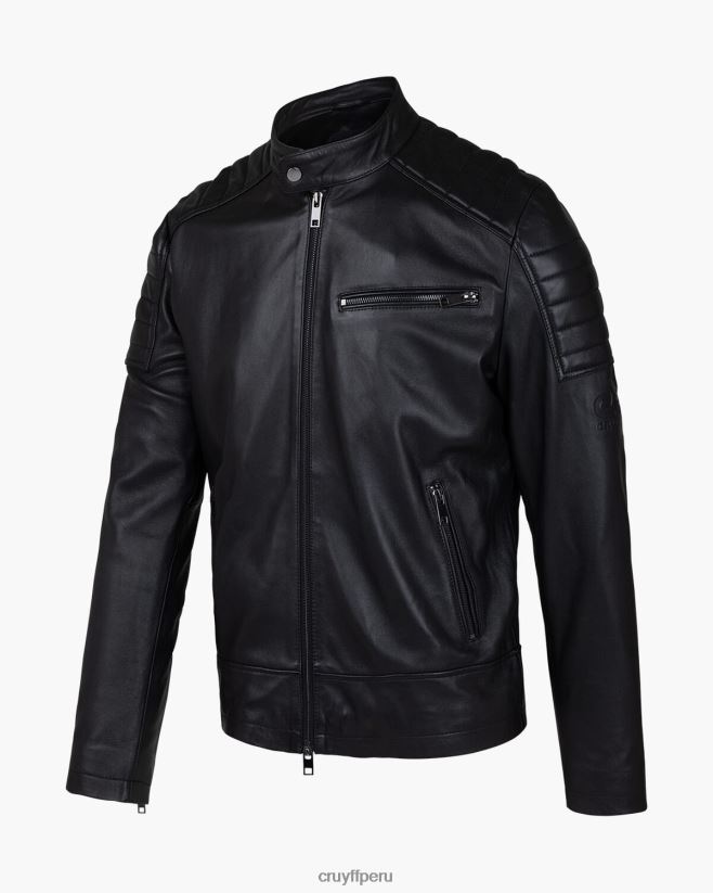 educación física Cruyff chaqueta biker de cuero cristóbal negro 42TR20690 hombres chaqueta