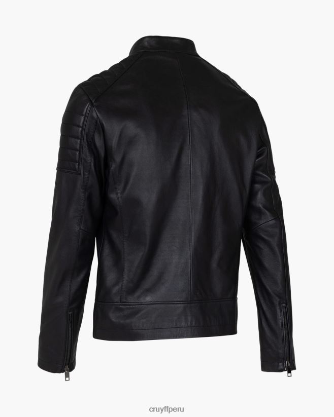 educación física Cruyff chaqueta biker de cuero cristóbal negro 42TR20690 hombres chaqueta