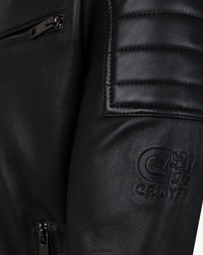 educación física Cruyff chaqueta biker de cuero cristóbal negro 42TR20690 hombres chaqueta