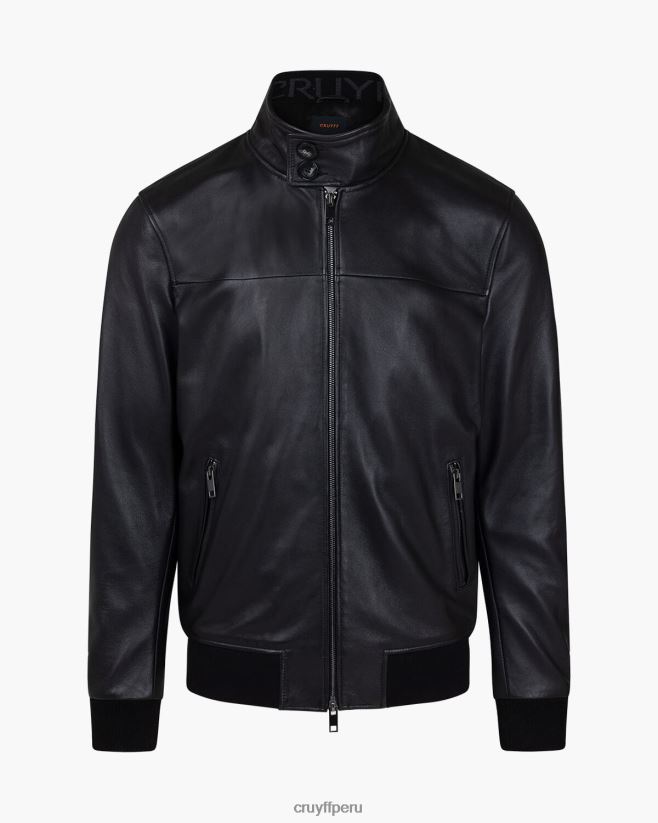 educación física Cruyff chaqueta harrington de cuero dante negro 42TR20684 hombres chaqueta