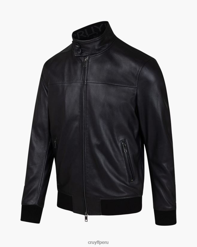 educación física Cruyff chaqueta harrington de cuero dante negro 42TR20684 hombres chaqueta