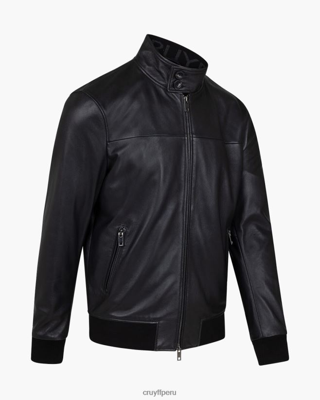 educación física Cruyff chaqueta harrington de cuero dante negro 42TR20684 hombres chaqueta