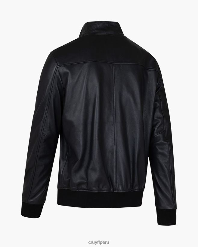 educación física Cruyff chaqueta harrington de cuero dante negro 42TR20684 hombres chaqueta