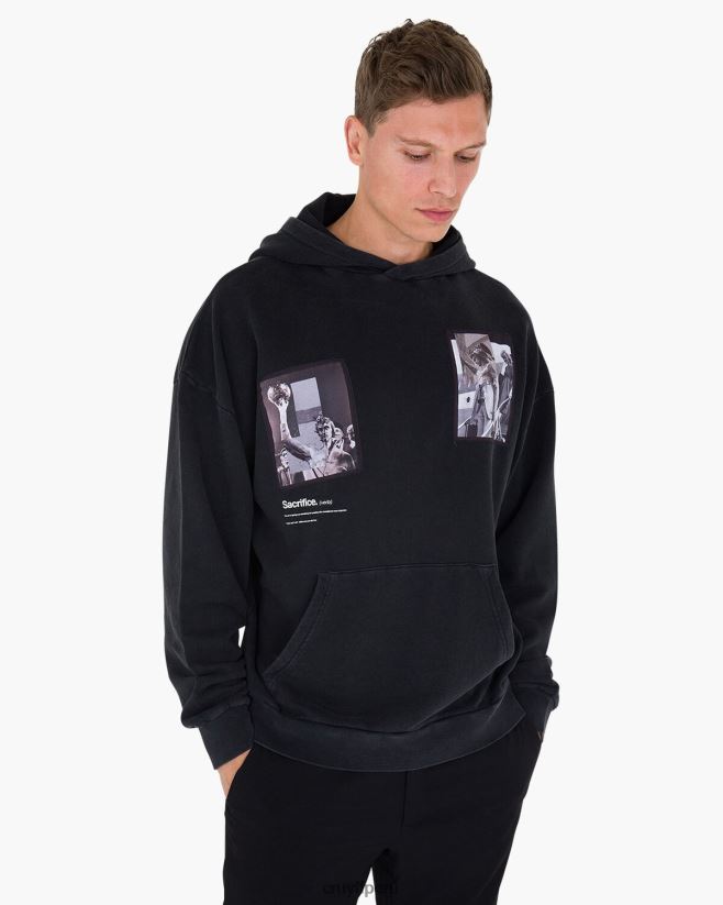 educación física Cruyff capucha victoria negro 42TR20775 hombres sudadera