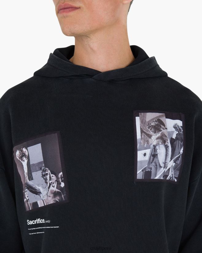 educación física Cruyff capucha victoria negro 42TR20775 hombres sudadera