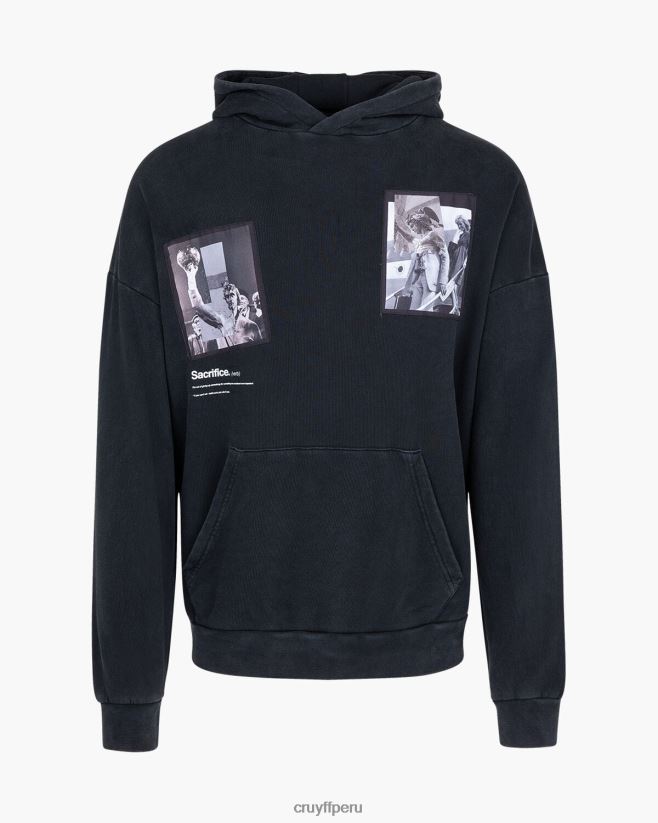 educación física Cruyff capucha victoria negro 42TR20775 hombres sudadera