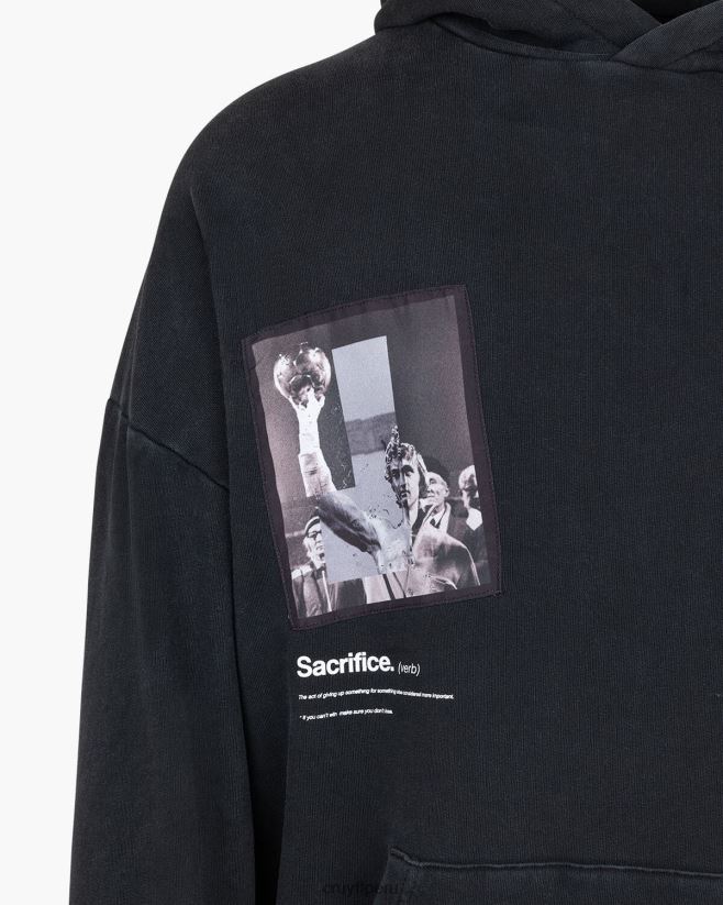 educación física Cruyff capucha victoria negro 42TR20775 hombres sudadera