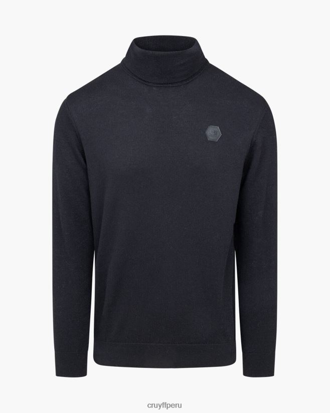 educación física Cruyff cuello de tortuga basco negro 42TR20353 hombres suéter