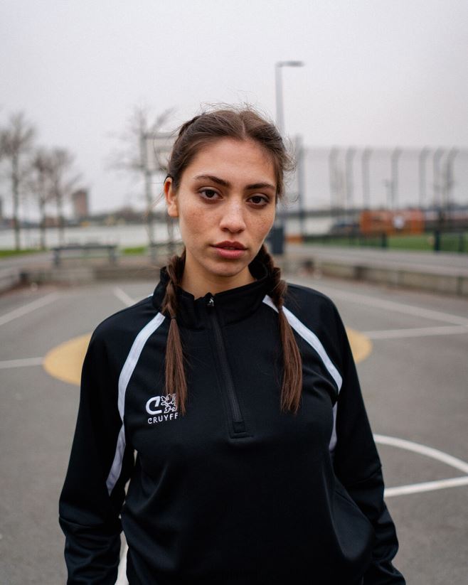 educación física Cruyff media cremallera con giro técnico blanco negro 42TR20661 hombres sudadera