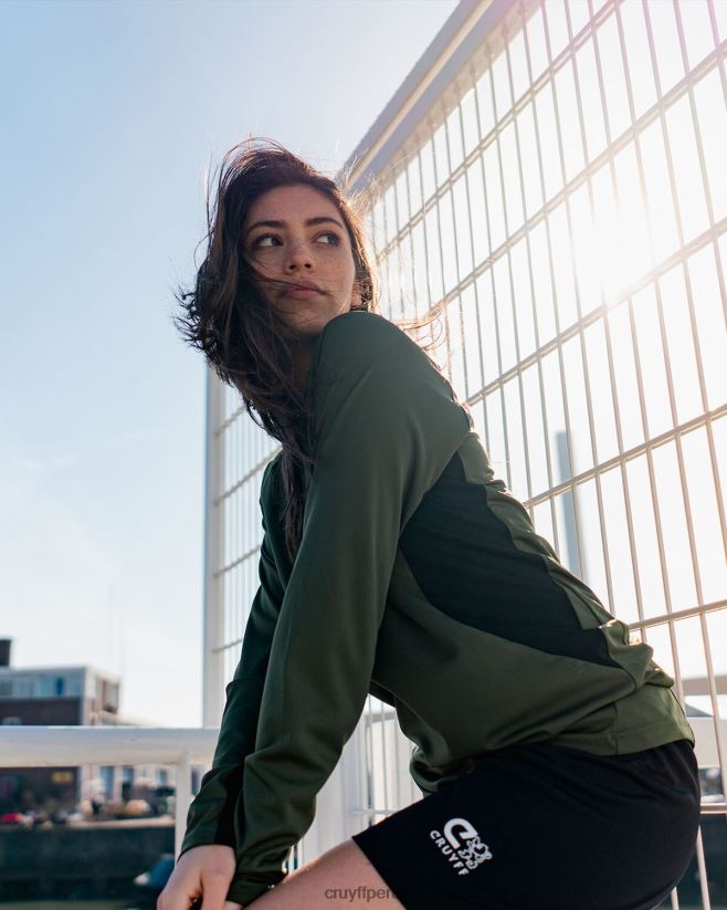 educación física Cruyff media cremallera con giro técnico verde/negro 42TR20662 hombres sudadera