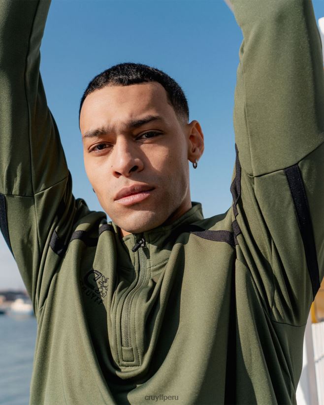 educación física Cruyff media cremallera con giro técnico verde/negro 42TR20662 hombres sudadera