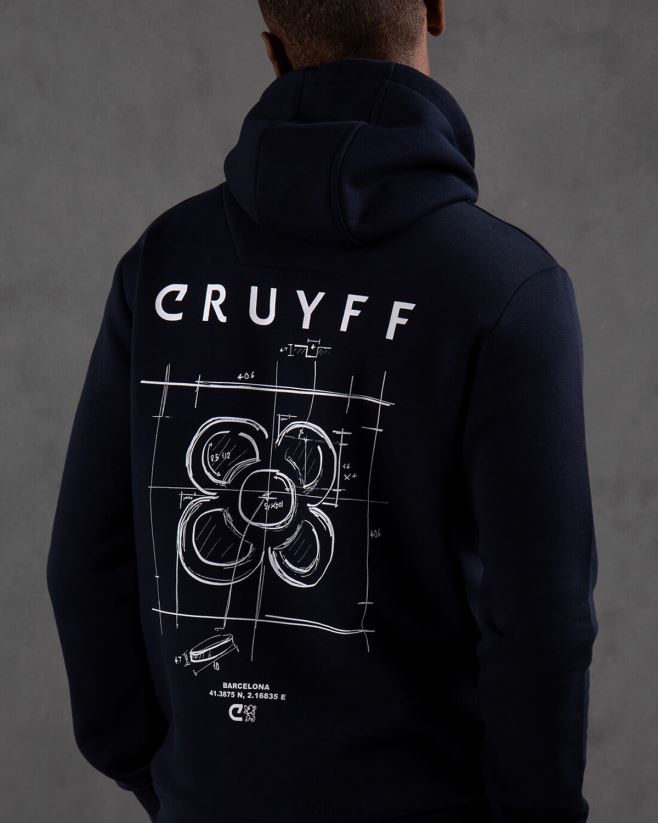 educación física Cruyff paquete de la ciudad sudadera con capucha bcn Armada 42TR20441 hombres sudadera
