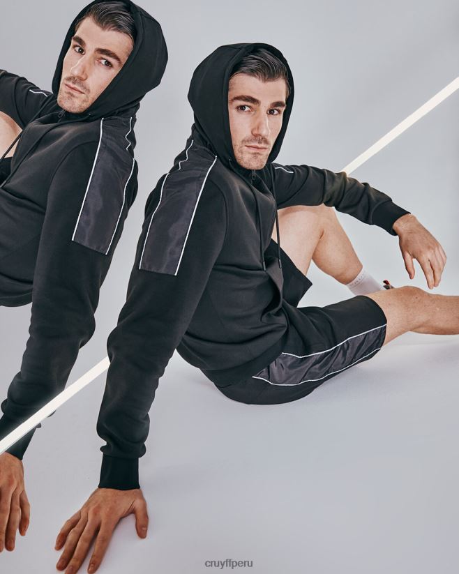 educación física Cruyff parte superior de la pista de ayuda negro 42TR20225 hombres sudadera