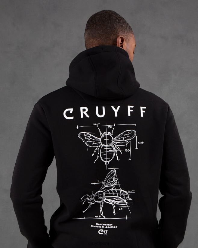 educación física Cruyff sudadera con capucha del paquete de la ciudad negro 42TR20464 hombres sudadera