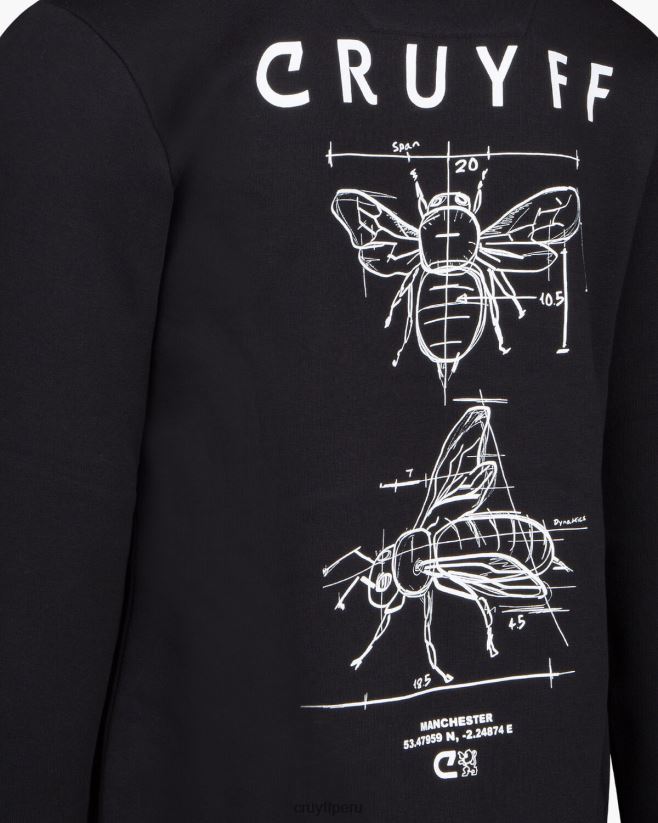 educación física Cruyff sudadera con capucha del paquete de la ciudad negro 42TR20464 hombres sudadera