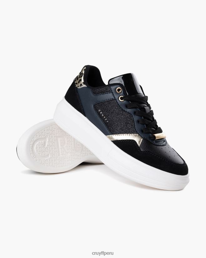 educación física Cruyff cancha de ritmo azul negro 42TR201307 mujer zapatillas